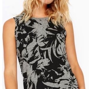 Sol Angeles Anthropologie Palm Print Sleeveless Black Gray Tank
